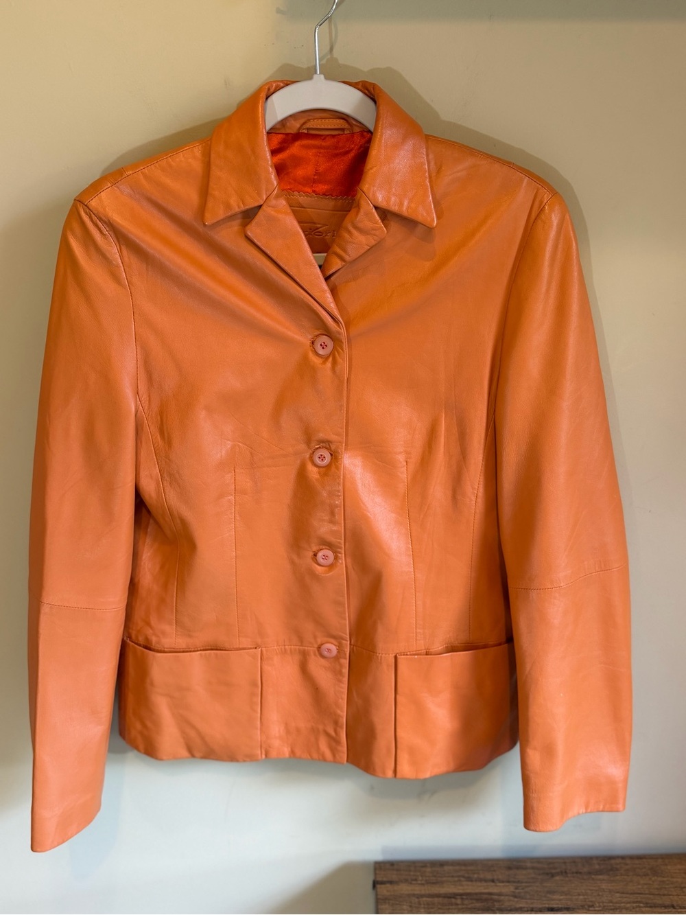 A'Priori Orange Leather  90s Vintage Coat 38 US 8